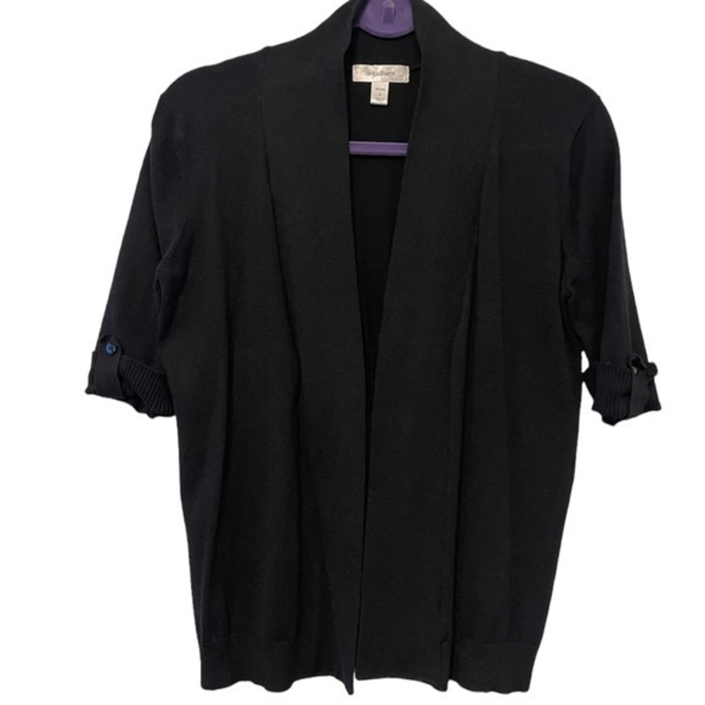 SP Dress Barn Half Short Sleeve Black Cardigan with Gathered‎ Cinched Back